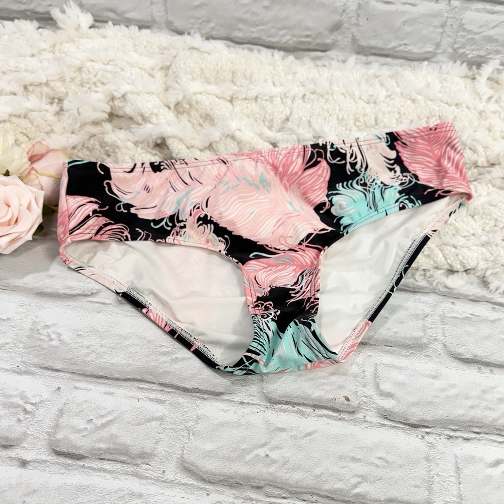 Kate Spade Tropical Floral Classic Bikini Bottoms Sz XL Pink Teal Black Boho